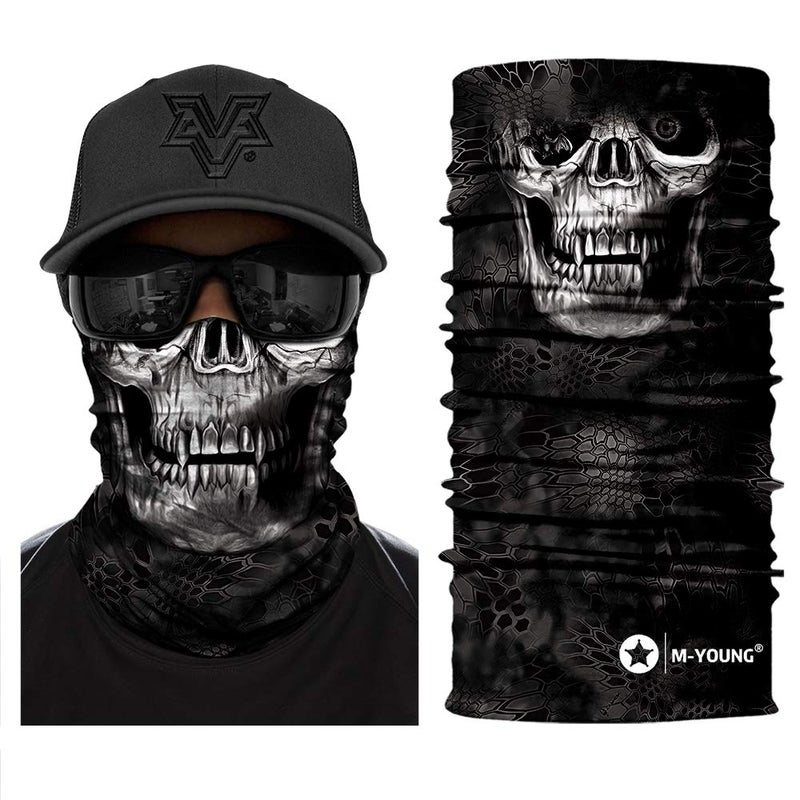 M-YOUNG Skull Face Mask Bandanas, Neck Gaiter, Headwear, Magic Scarf, Headband for dust sun wind - Image 3